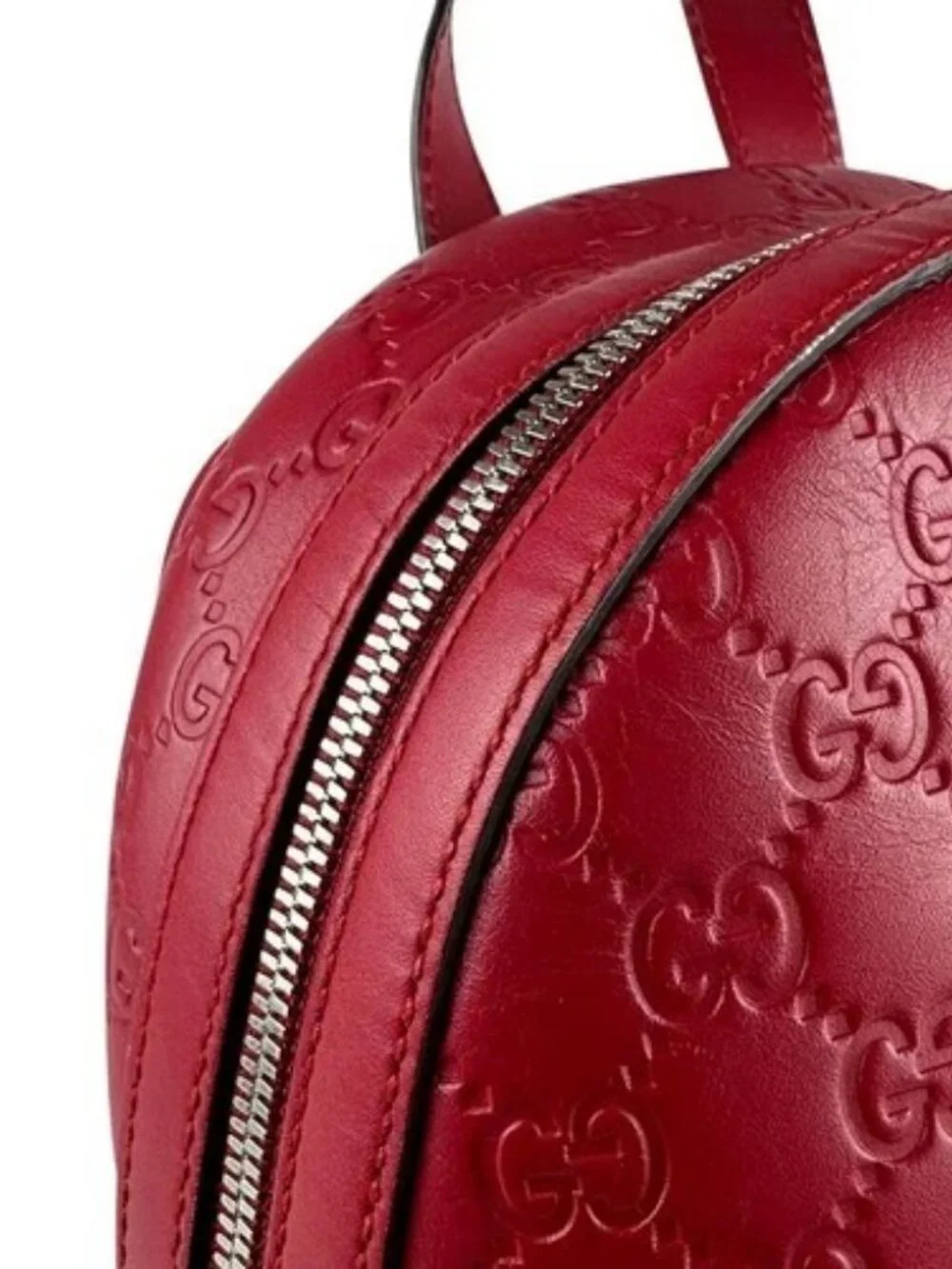Auth GUCCI Guccisima Backpack Red Leather/Silvertone - z6640 - Picture 6 of 13